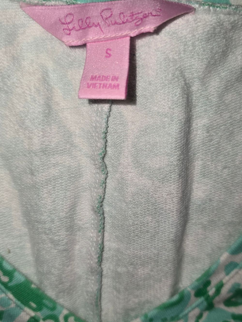 Lilly Pulitzer Hollee V-Neck Dress Green White Toucan Jungle French Terry Small - Picture 2 of 5